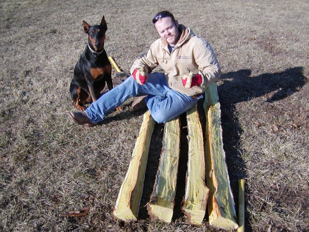Brent, staves, and Macy the doberman