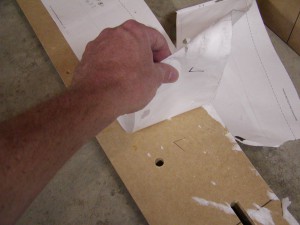 Removing the used blueprint from the bow form blank