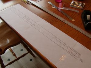 The limb template printed out and taped together